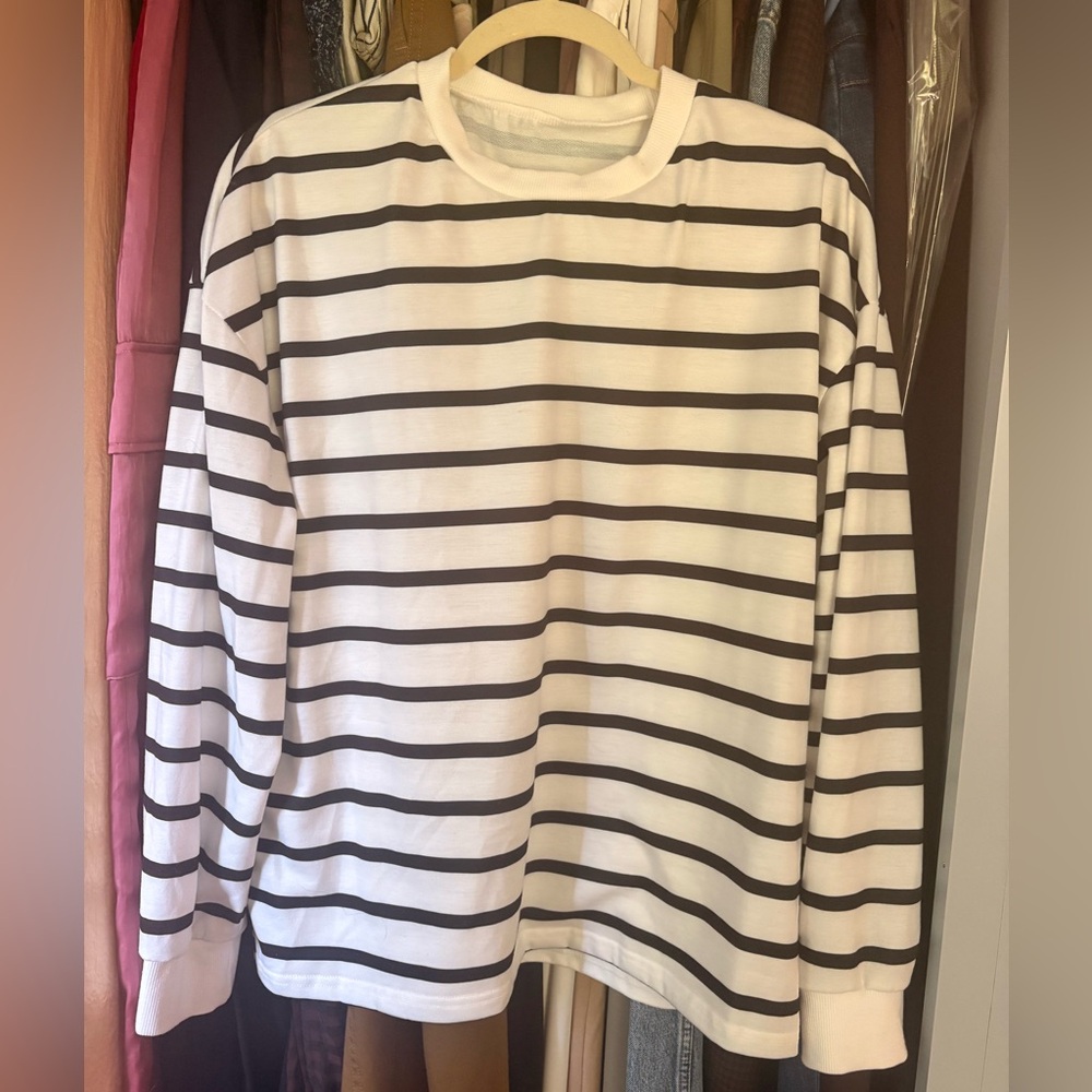 Unlisted White and Black Striped Long Sleeve Tee